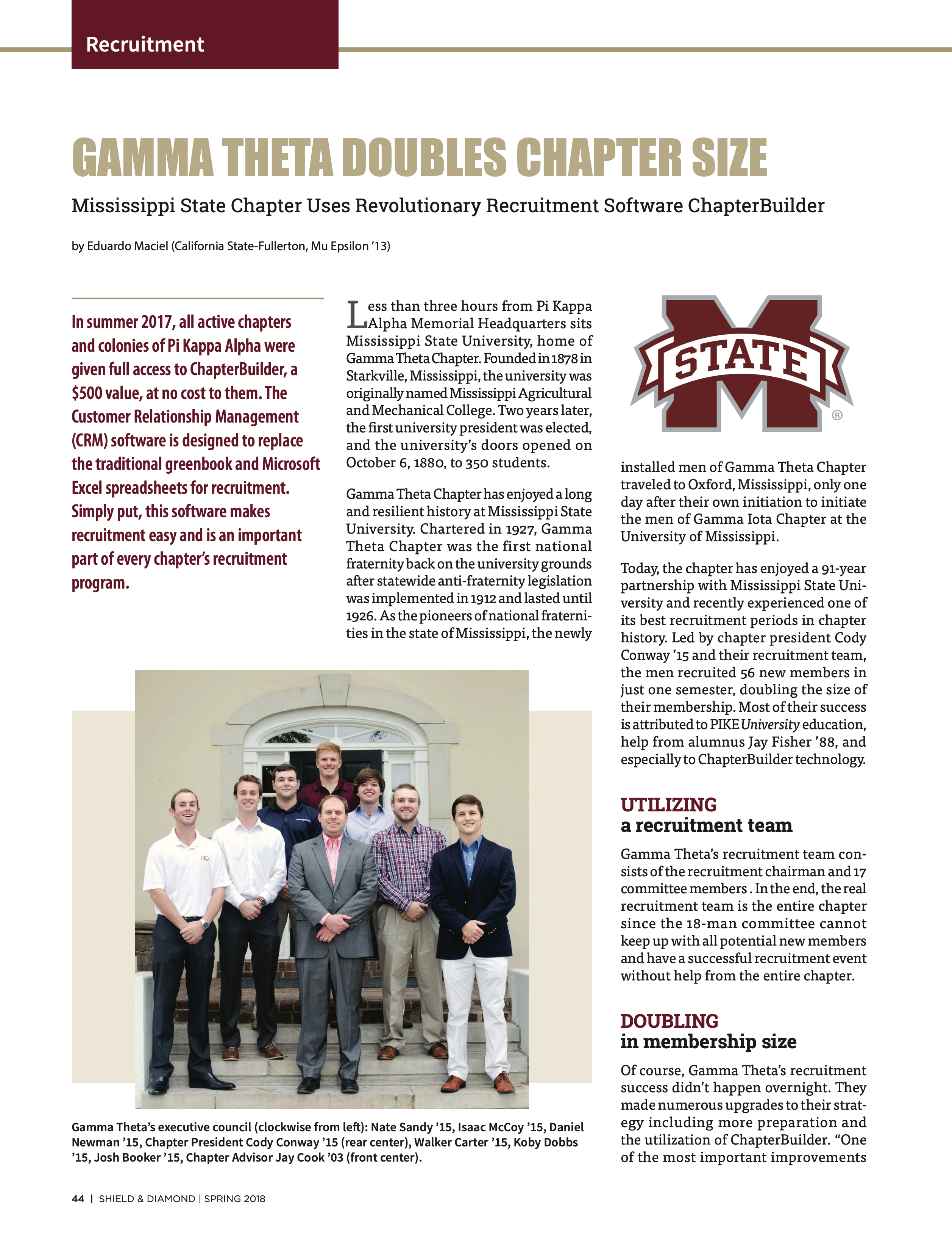 Recruitment: Gamma Theta Doubles Chapter Size, Spring 2018